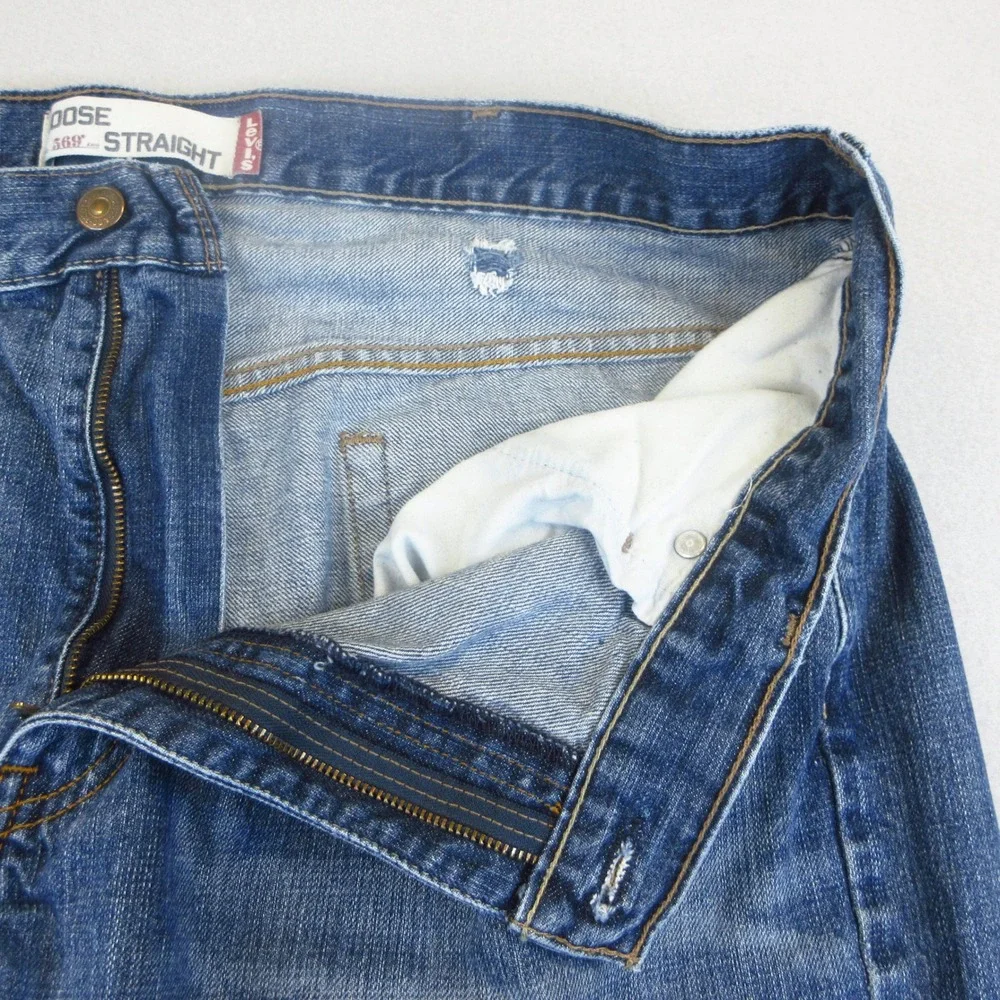 Levis 569 Jeans Mens 38x30 Blue Denim Loose Straight Medium Wash 100% Cotton
